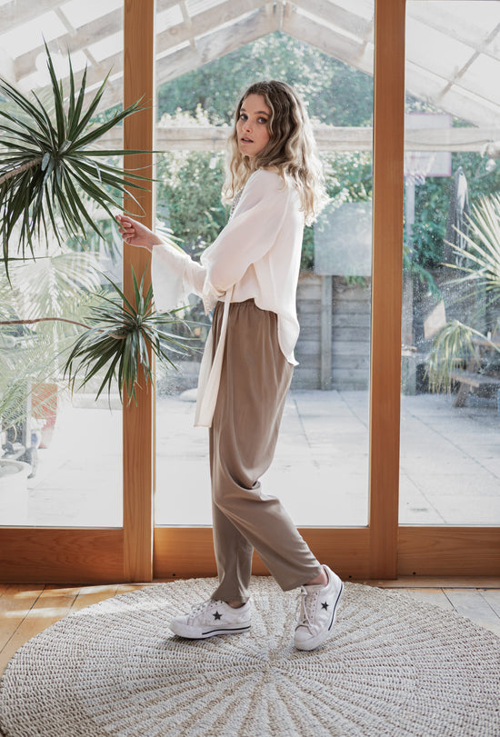 Image Title Taylor Leather Lace and Silk Crepe De Chine